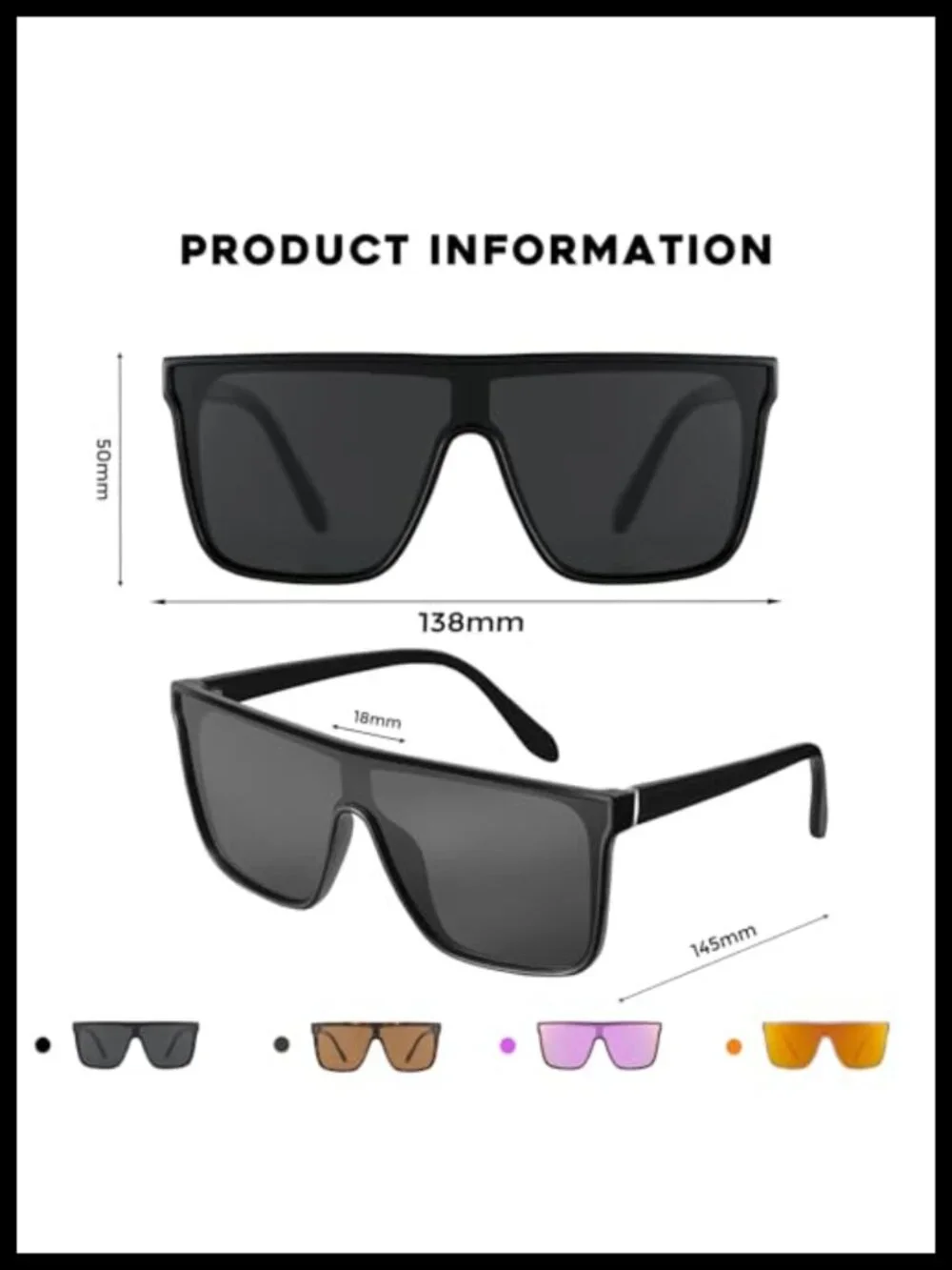 Oversized Square Polarized Sunglasses UV400 Protection Women